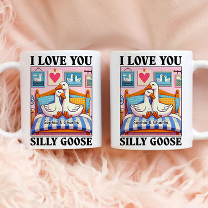 I Love You Silly Goose Cute Romantic Gift Mug, Cute Ducks Personalized Mug, Girlfriend Boyfriend Gift