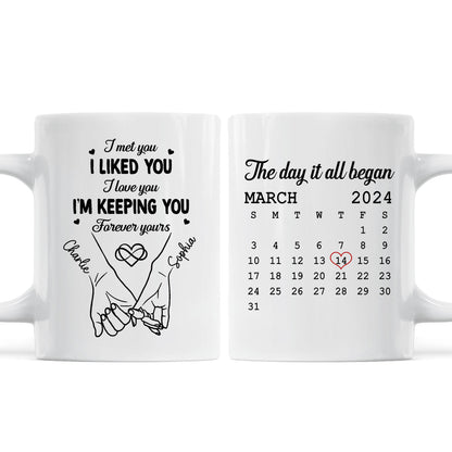 Couple Hand in Hand Gift Anniversary Calendar Keepsake Wedding Gift Personalized Mug