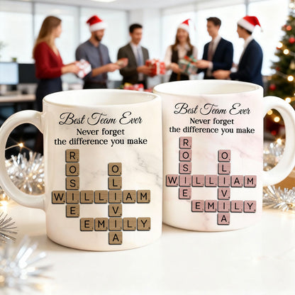 Best Team Ever Crossword - Personalized Mug - Sentimental Gift for Coworkers, Work Besties