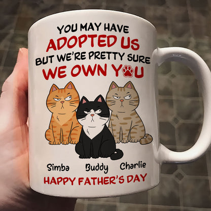 Funny Cute Cats We Own You Personalized Mug, Father's Day Gift For Cat Dad