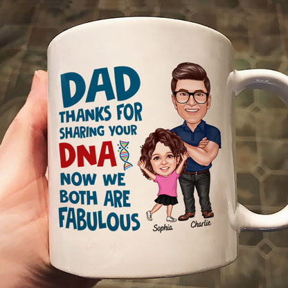 Dad Thanks For Sharing Your DNA Personalized Mug, Father's Day Gift From Son, Daughter
