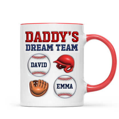 Daddy's Dream Team Baseball 3D Inflated Effect Personalized Mug