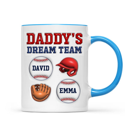 Daddy's Dream Team Baseball 3D Inflated Effect Personalized Mug