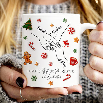 Brothers And Sisters Hands Line Art - Personalized Mug - Christmas Gift For Brother, For Sister