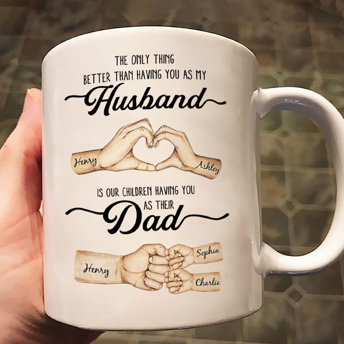 The Only Thing Better Husband Dad Hands Personalized Mug, Father's Day Gift for Husband, Gift for Dad