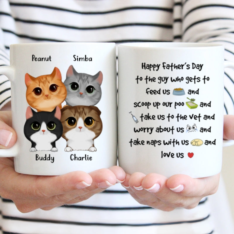 Watercolor Cute Cats Happy Father's Day To The Guy Gift For Cat Dad Personalized Mug