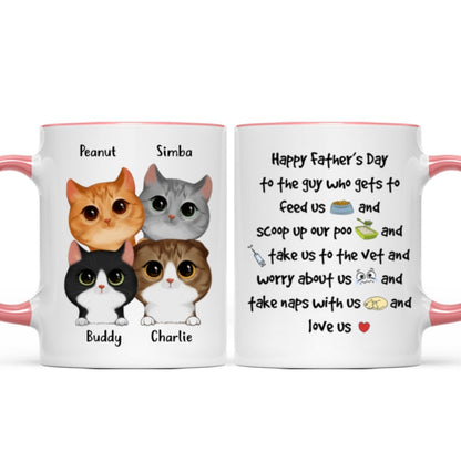 Watercolor Cute Cats Happy Father's Day To The Guy Gift For Cat Dad Personalized Mug
