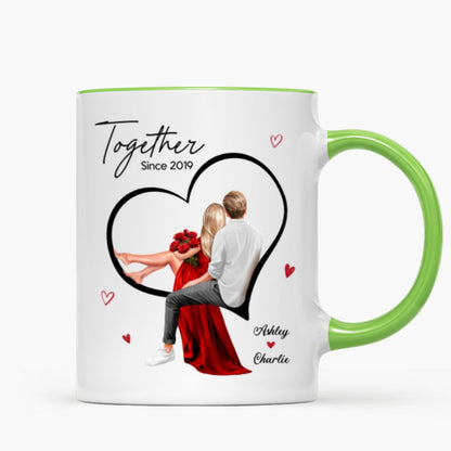 Couple Sitting On Heart Personalized Mug, Gift, Anniversary Gift for Couples,