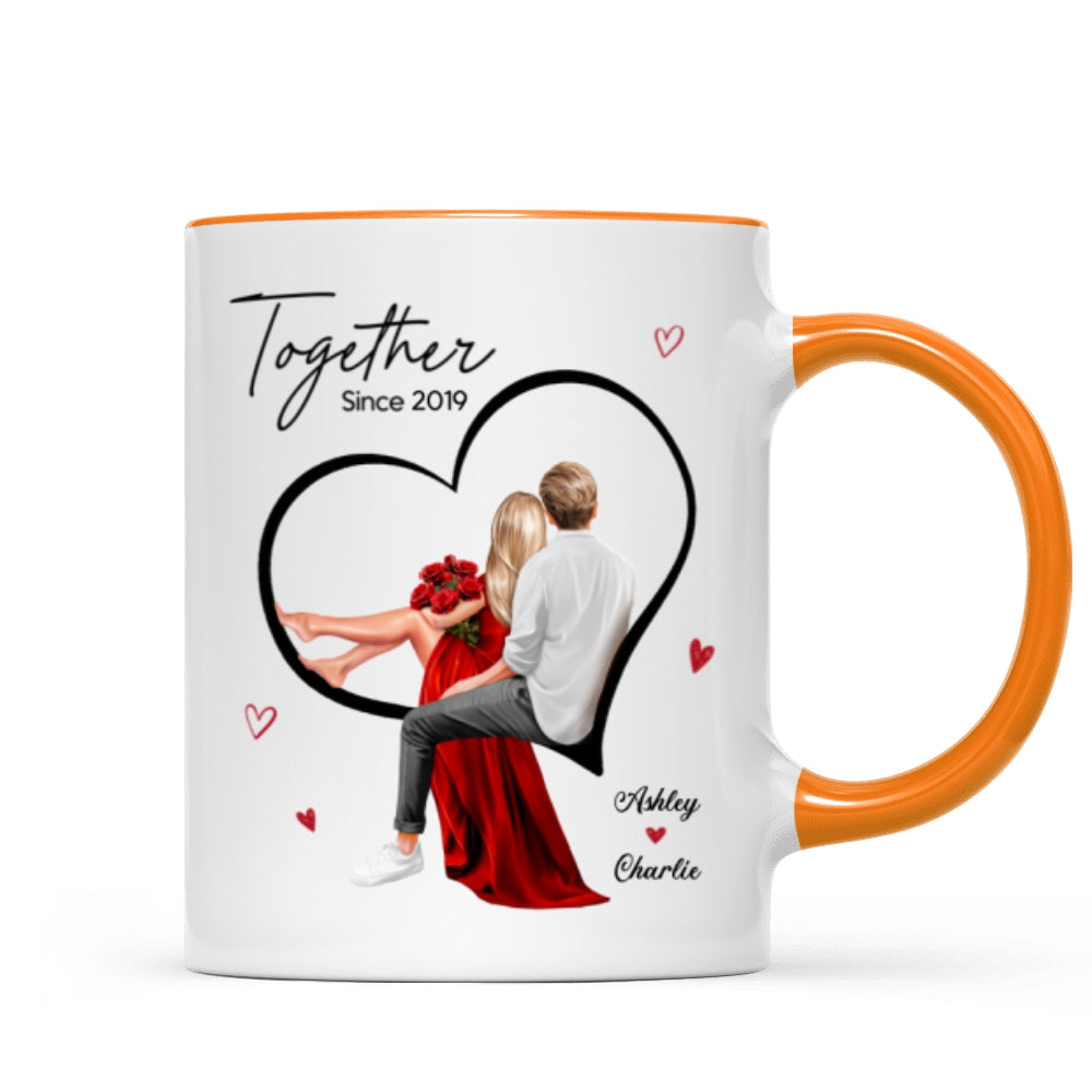 Couple Sitting On Heart Personalized Mug, Gift, Anniversary Gift for Couples,