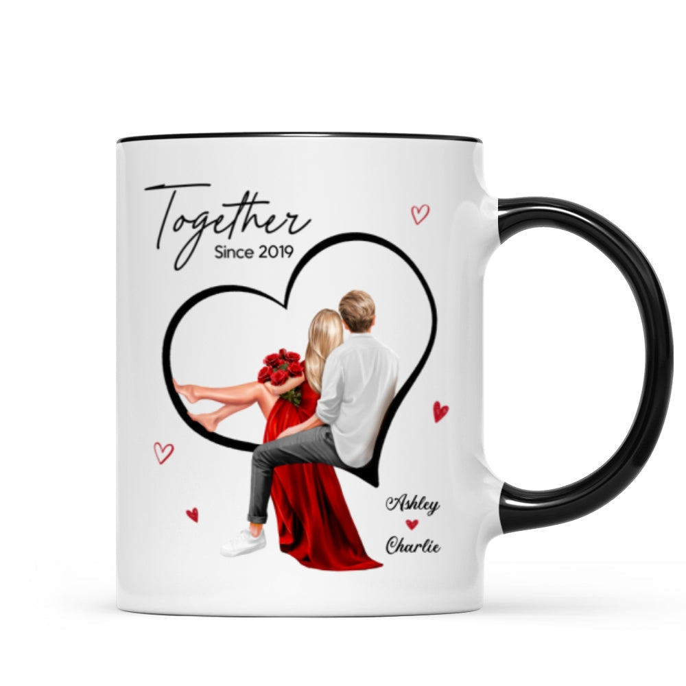 Couple Sitting On Heart Personalized Mug, Gift, Anniversary Gift for Couples,