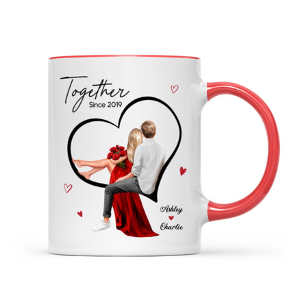 Couple Sitting On Heart Personalized Mug, Gift, Anniversary Gift for Couples,