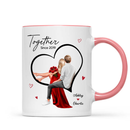 Couple Sitting On Heart Personalized Mug, Gift, Anniversary Gift for Couples,