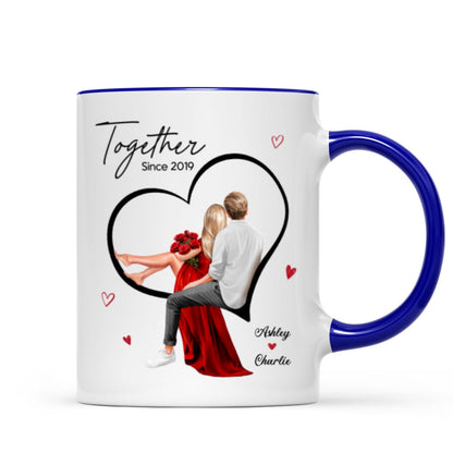 Couple Sitting On Heart Personalized Mug, Gift, Anniversary Gift for Couples,