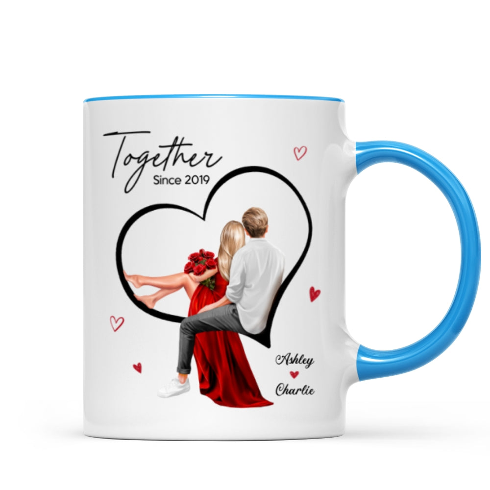 Couple Sitting On Heart Personalized Mug, Gift, Anniversary Gift for Couples,