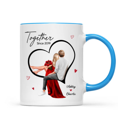 Couple Sitting On Heart Personalized Mug, Gift, Anniversary Gift for Couples,