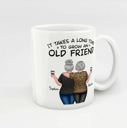 Back View Besties Walking It Takes A Long Time To Grow An Old Friend Personalized Mug, Gift For Best Friends, BFF