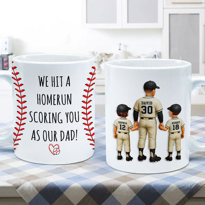 I Hit a Home Run Scoring You as my Dad Personalized Mug, Father's Day Gift for Baseball Dad