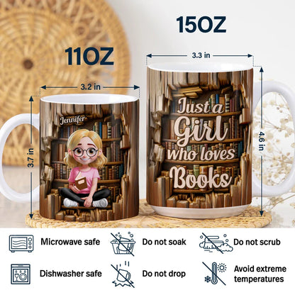 Bookish Bliss Just a Girl Who Loves Books Reader's Mug