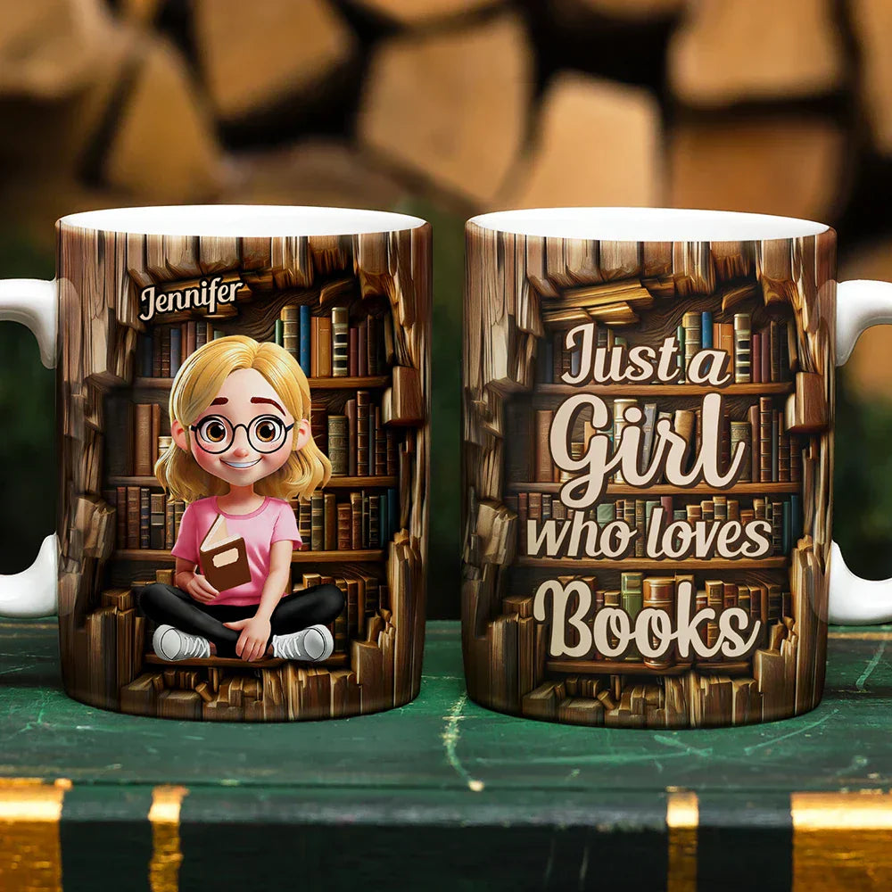 Bookish Bliss Just a Girl Who Loves Books Reader's Mug