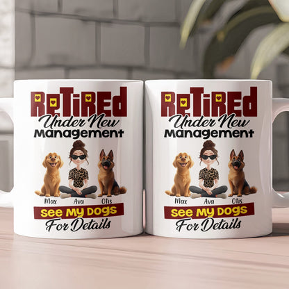 Custom Dog Lover Mug - Retirement-Themed Personalized Cup Featuring Pets and Owner, Funny Gift for Dog Moms & Dads