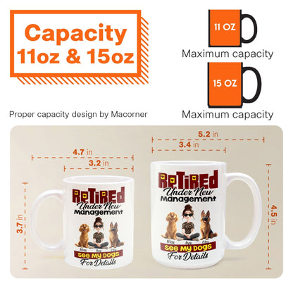 Custom Dog Lover Mug - Retirement-Themed Personalized Cup Featuring Pets and Owner, Funny Gift for Dog Moms & Dads