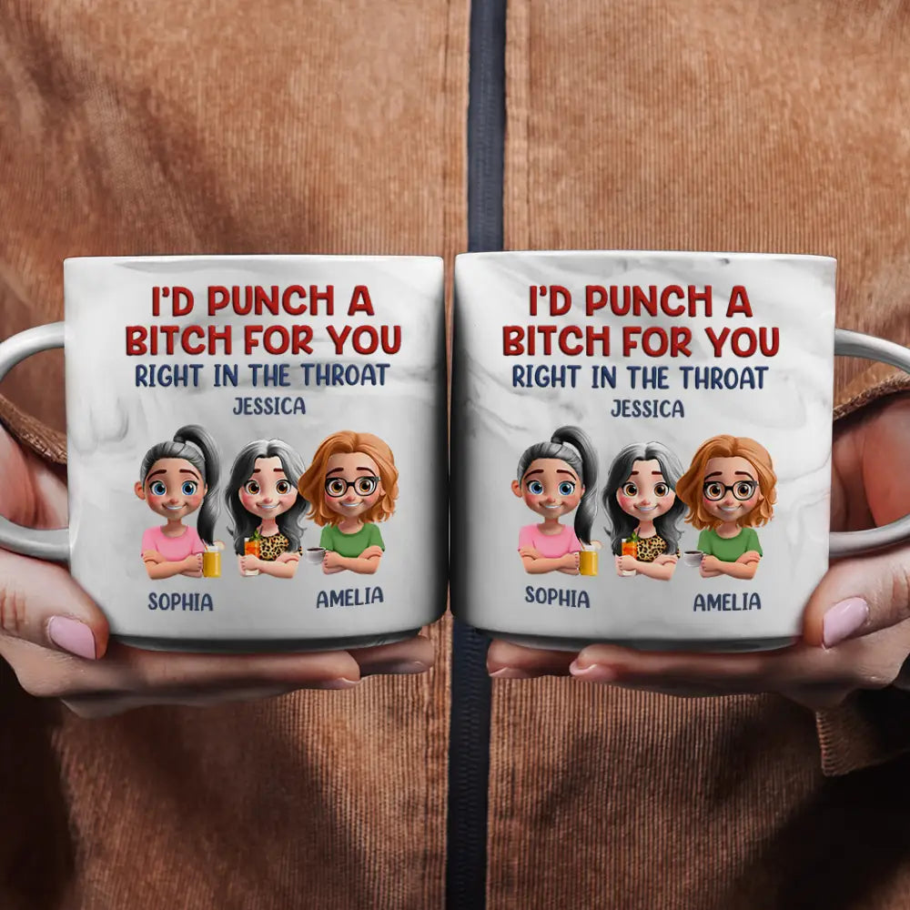 Right In The Throat Bestie - Personalized Marble Mug