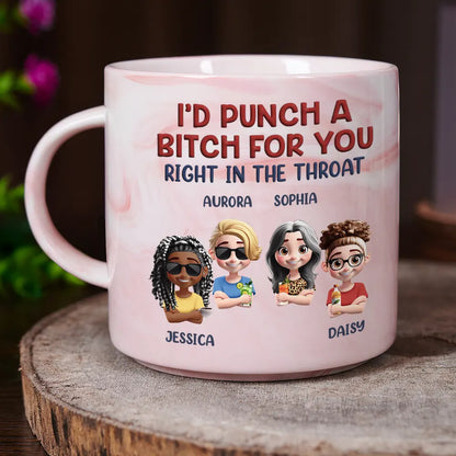 Right In The Throat Bestie - Personalized Marble Mug