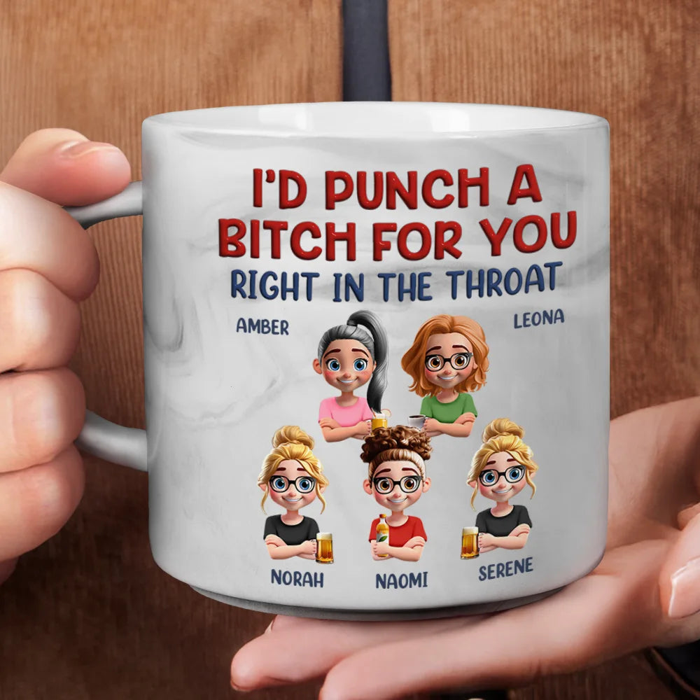 Right In The Throat Bestie - Personalized Marble Mug
