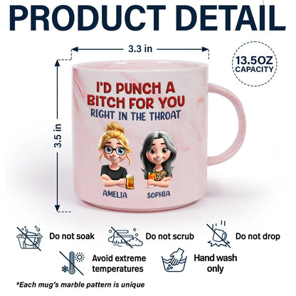 Right In The Throat Bestie - Personalized Marble Mug