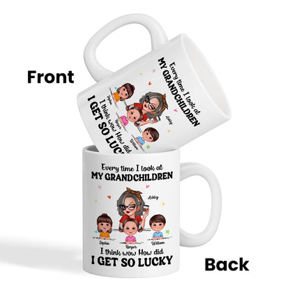 Wow How Did I Get So Lucky Personalized Mug, Gift For Grandma
