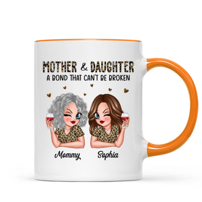 Leopard Pattern Mother Daughter Bond That Can't Be Broken Personalized Mug, Gift For Daughter