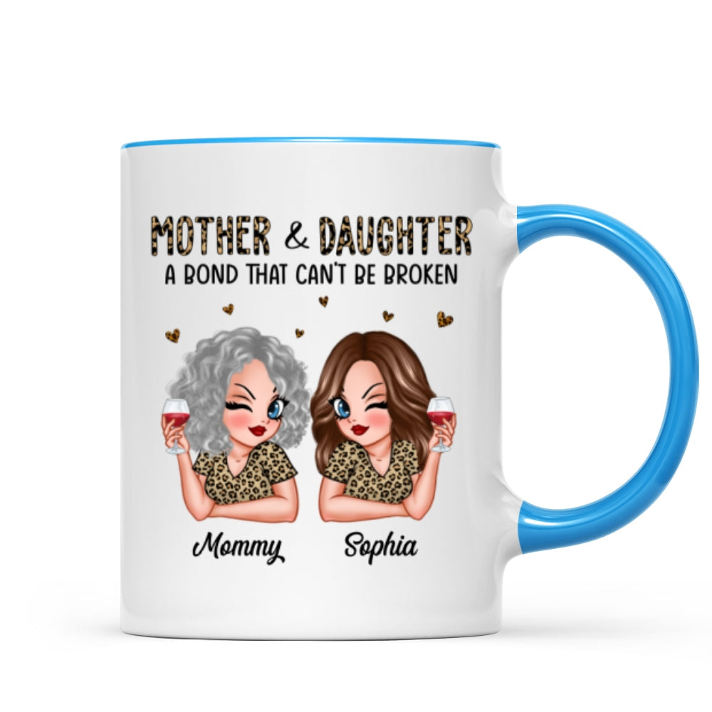 Leopard Pattern Mother Daughter Bond That Can't Be Broken Personalized Mug, Gift For Daughter