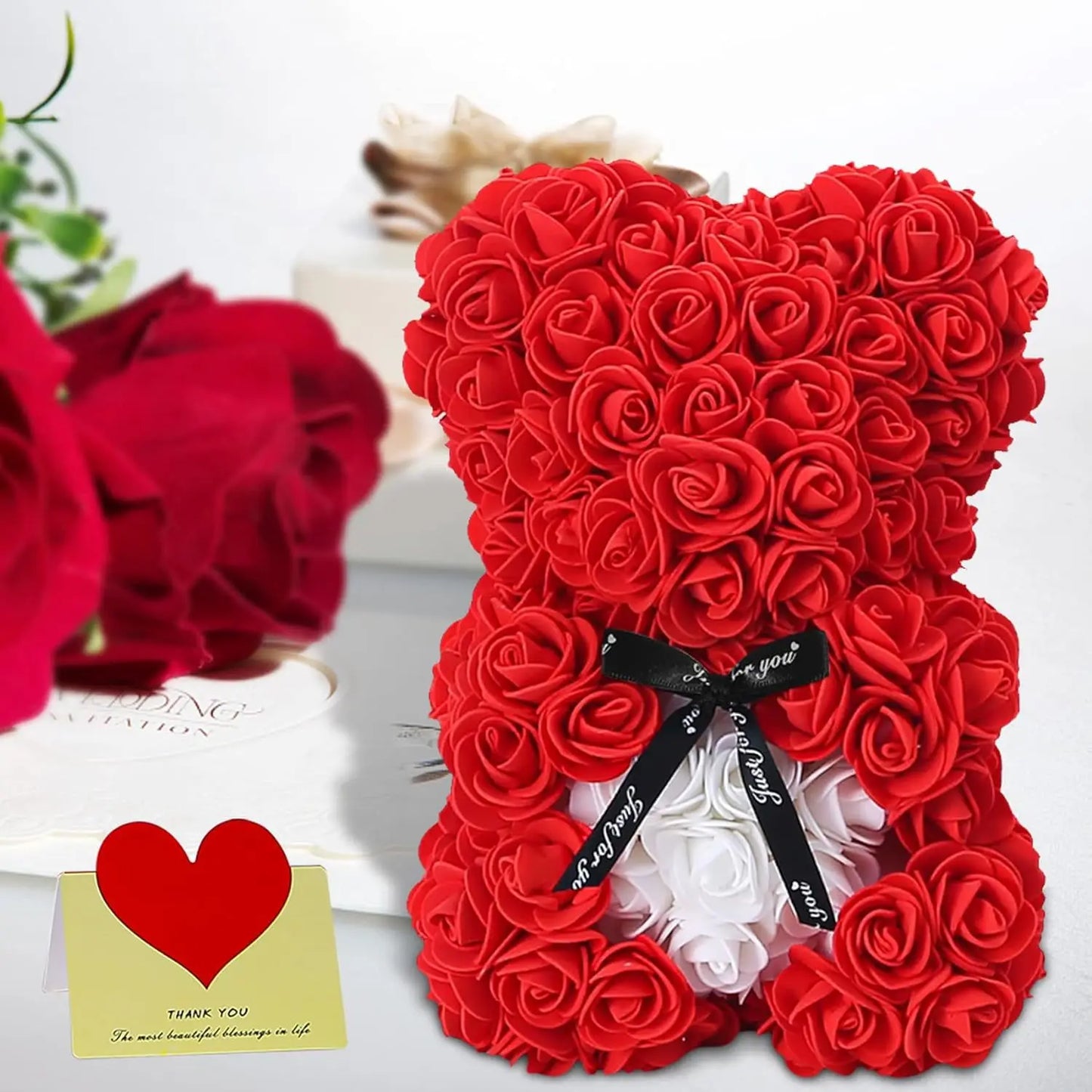 Eternal Rose Teddy Bear Artificial Floral Gift