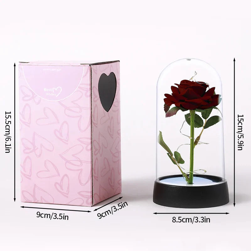 Eternal Rose LED Light in Glass Dome for Valentine's Day and Special Gifts