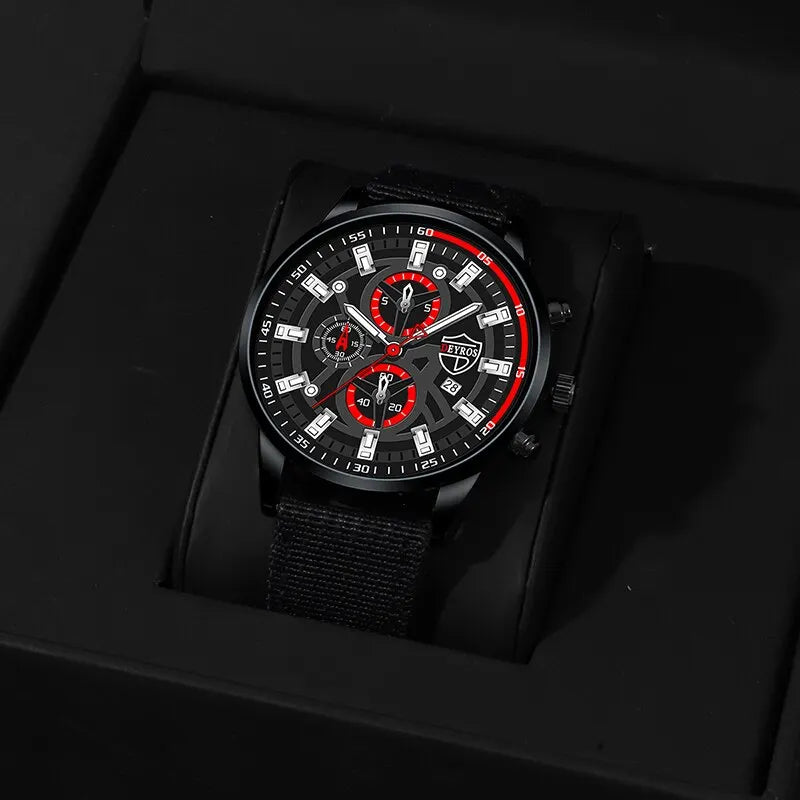 Men's Minimal Quartz Watch Necklace and Bracelet Set
