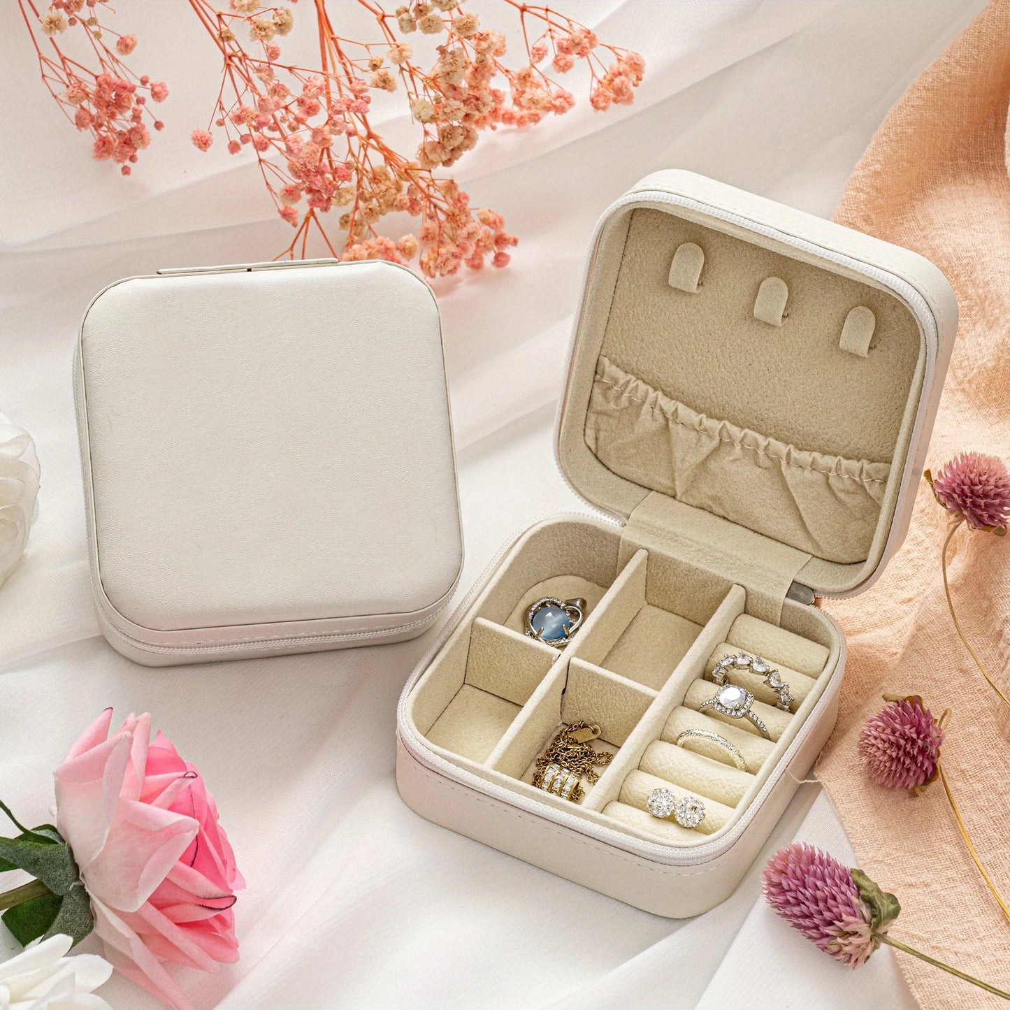 Personalized Name Jewelry Storage Box with Floral Design