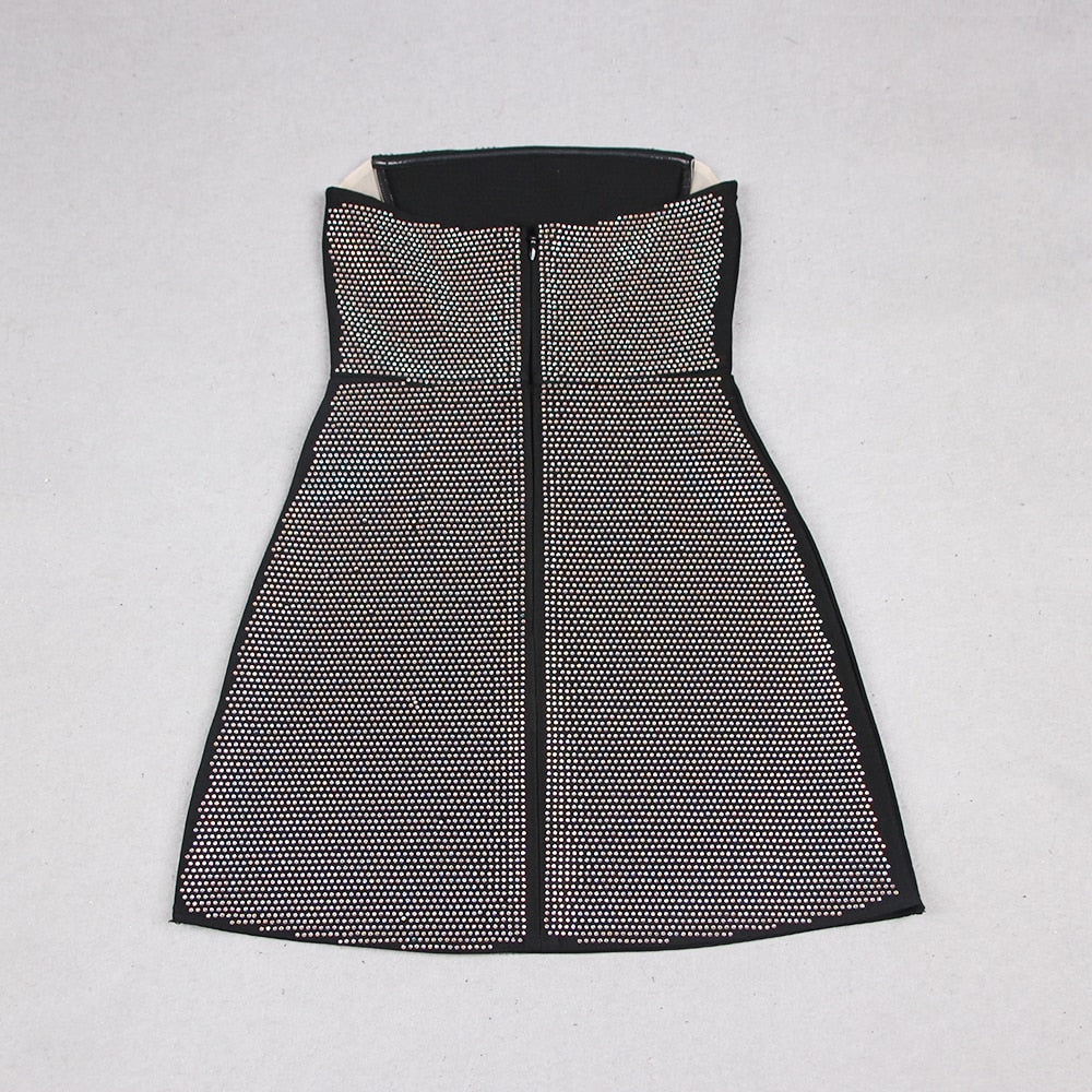 Black Mesh Strapless Mini Dress