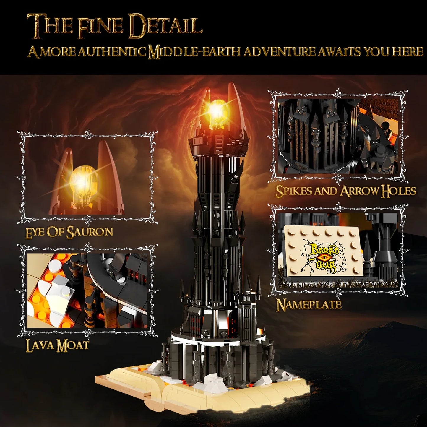 966PCS Black Tower Magic Book Building Blocks