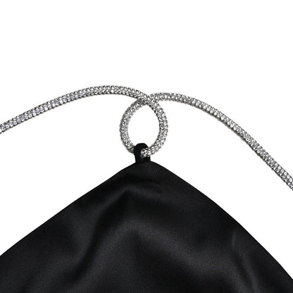 Sequin Strap Halter Backless Satin Mini Dress