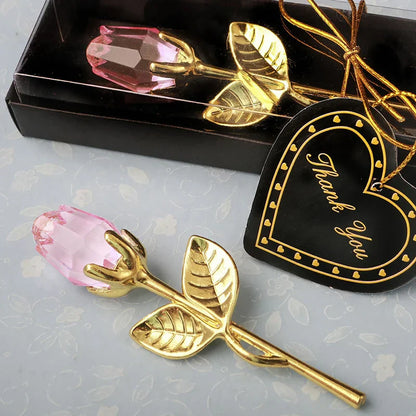 Crystal Rose Gold and Silver Artificial Flower Gift Box
