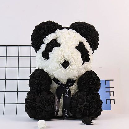 25cm Artificial Rose Teddy Bear with Decorative Light