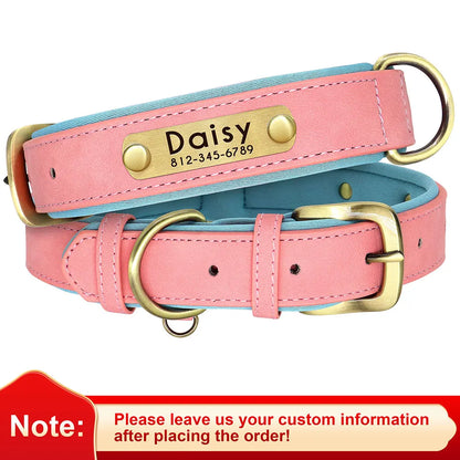Customized Leather ID Nameplate Dog Collar