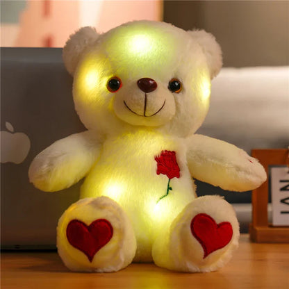 Luminous Plush Bear with Bowtie and Rose Heart 30cm