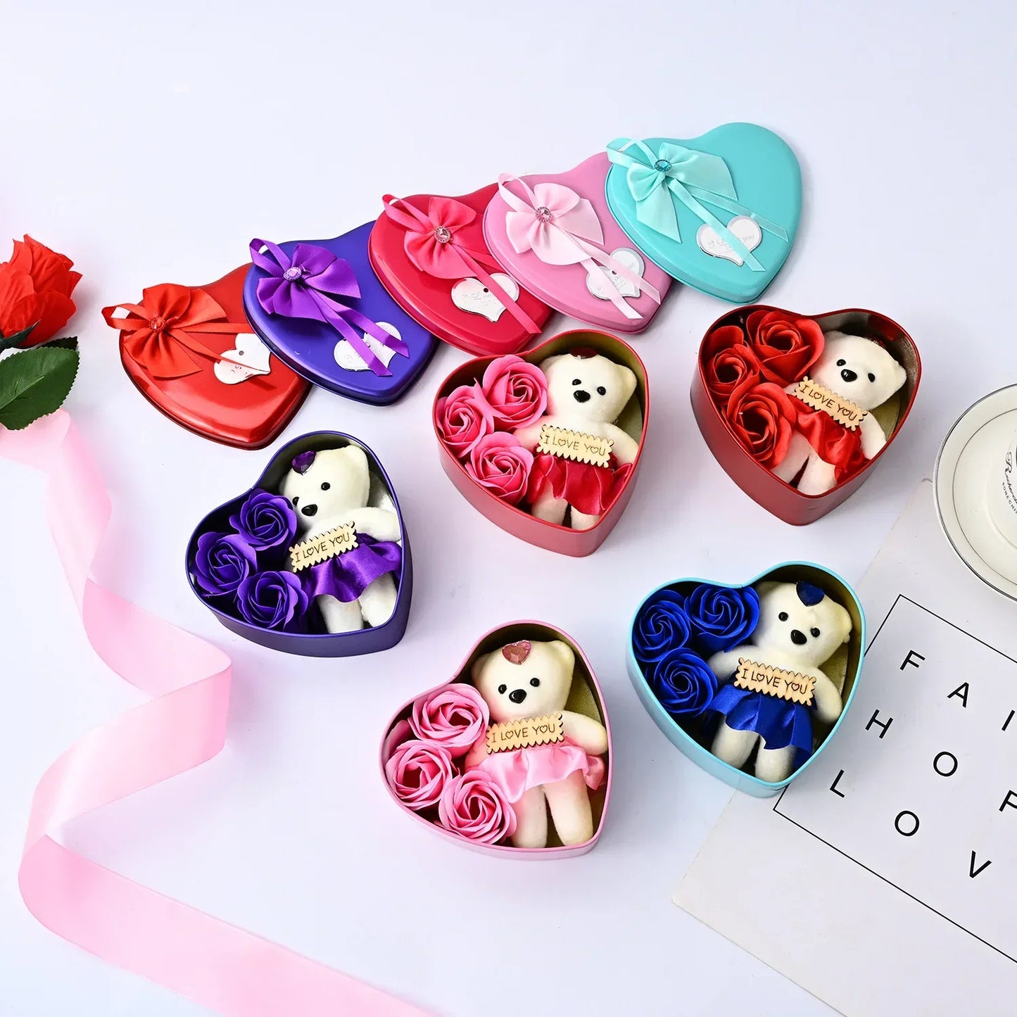 Rose Bear Soap Flower Gift Box