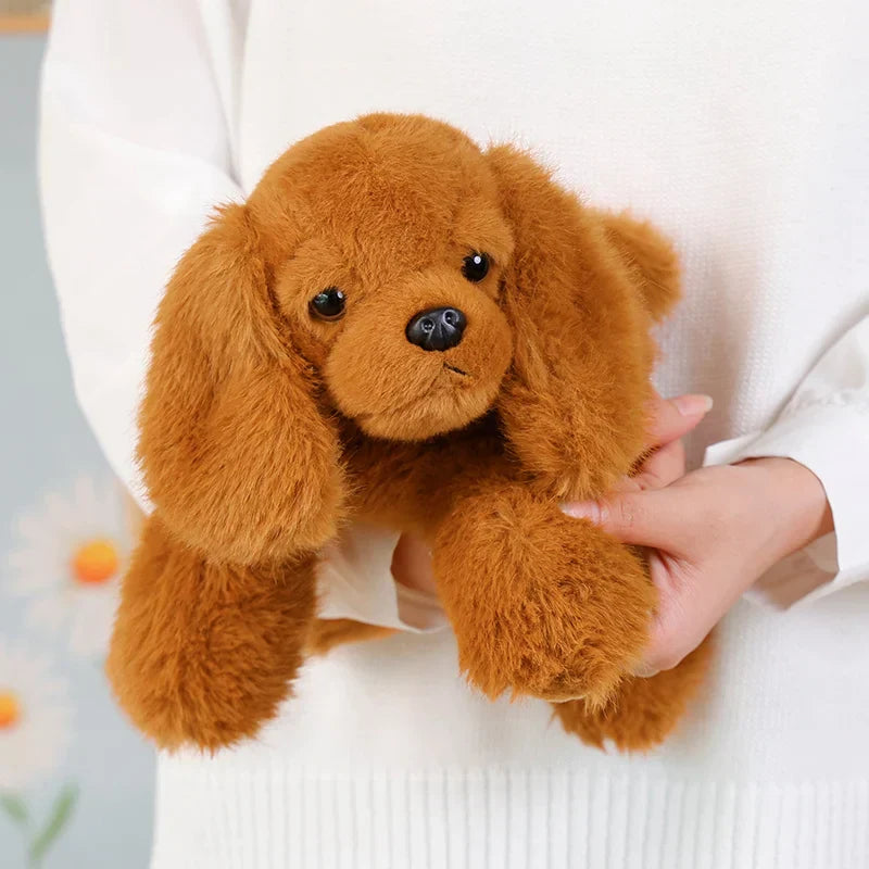 Soft & Cuddly 30CM Prone Simulation Dog Plush Toy for Warm Companionship
