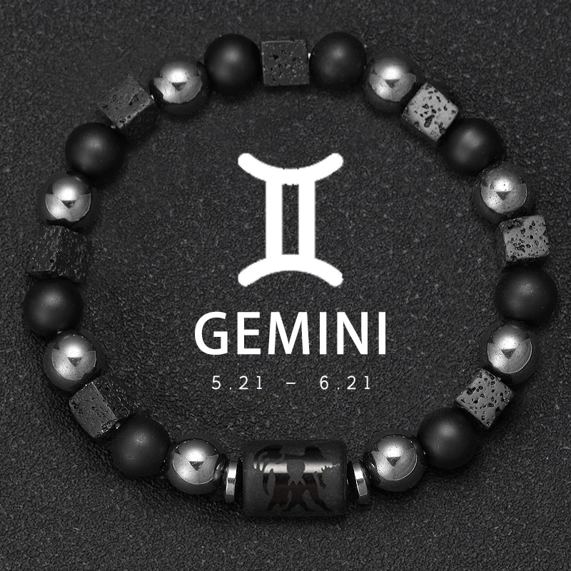 12 Zodiac Natural Stone Beaded Bracelet