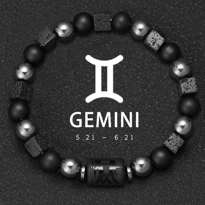 12 Zodiac Natural Stone Beaded Bracelet
