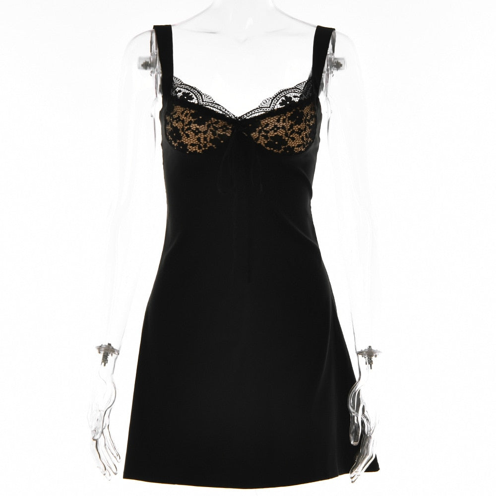 Lace Cupped Satin Mini Dress