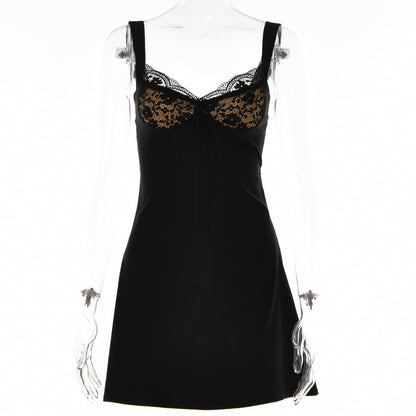 Lace Cupped Satin Mini Dress