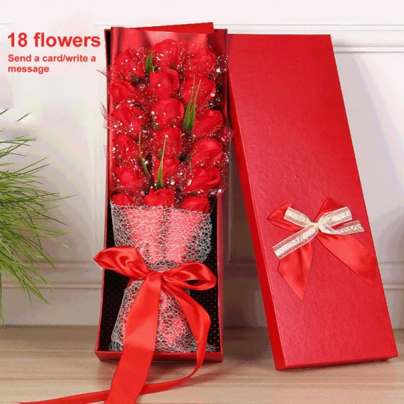 18PCS Soap Flower Bouquet Gift Box for Valentine's Day